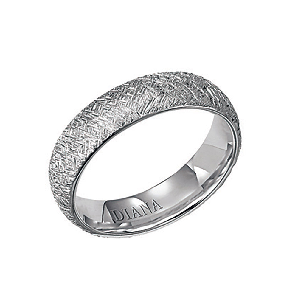 Diana 14K White Gold Comfort Fit Artisan / Rolled  Edg Wedding Band