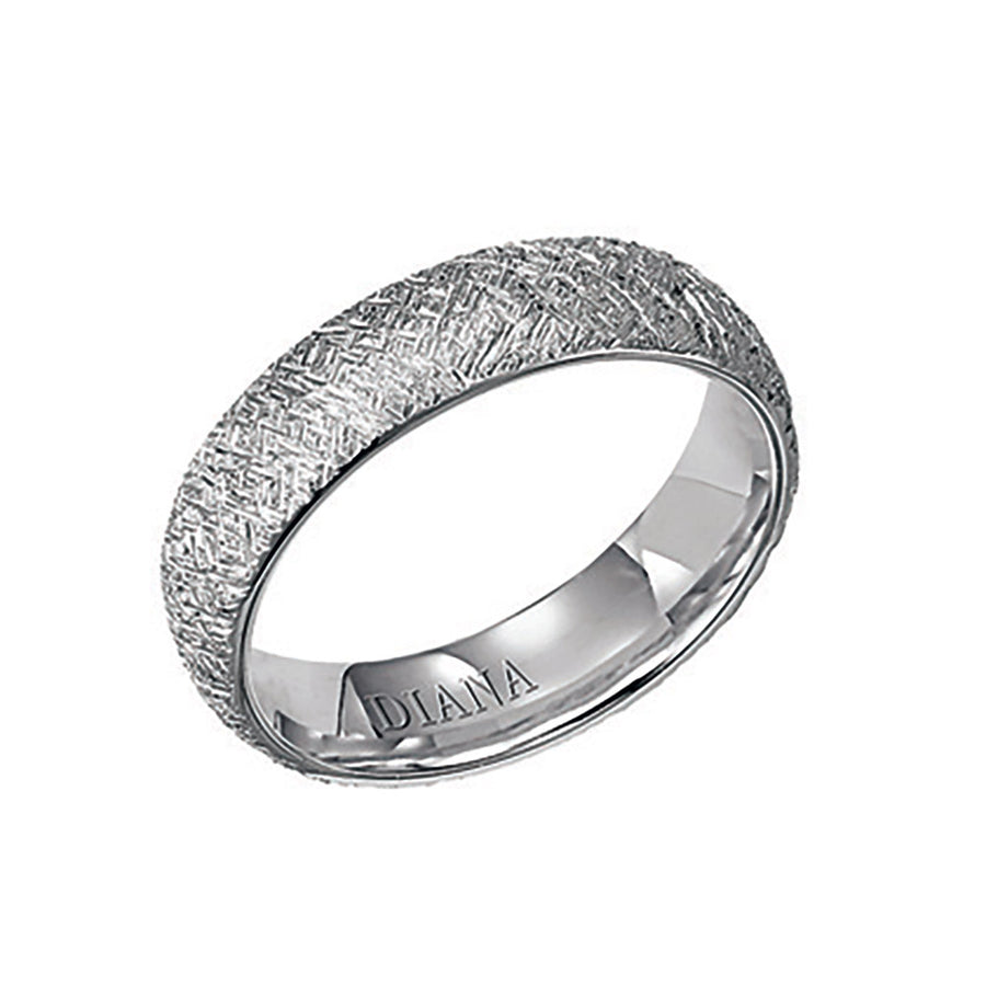 Diana 14K White Gold Comfort Fit Artisan / Rolled  Edg Wedding Band