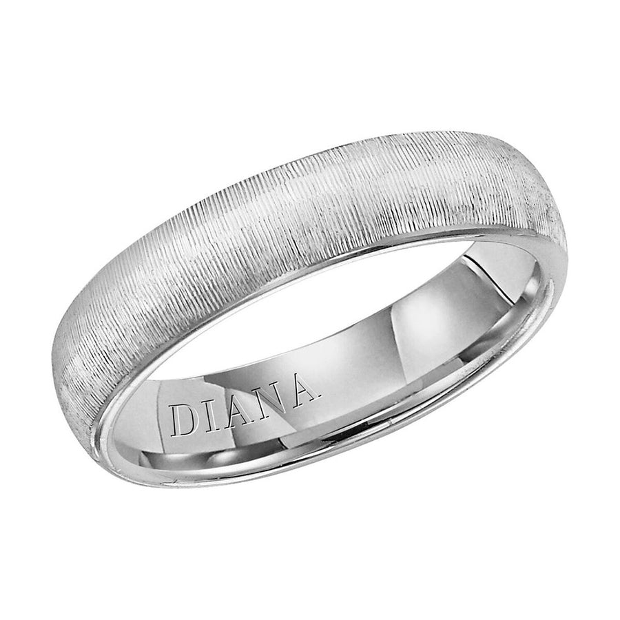Diana 14K White Gold Comfort Fit Vertical Rolled Edge Wedding Band