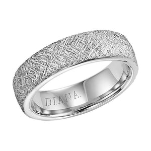 Diana 14K White Gold Comfort Fit Artisan / Rolled  Edge Wedding Band