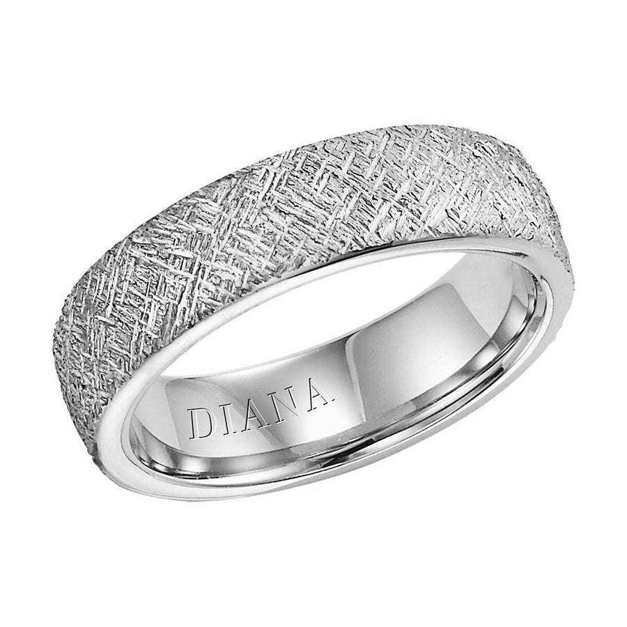 Diana 14K White Gold Comfort Fit Artisan / Rolled  Edge Wedding Band