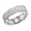 Diana 14K White Gold Comfort Fit Hammer Flat Broken Edge Wedding Band