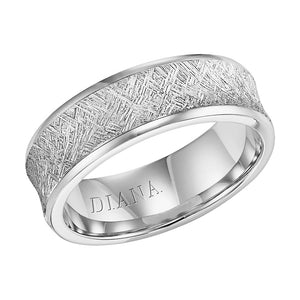 Diana 14K White Gold Comfort Fit Artisan Concave Broken Edge Wedding Band