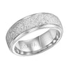 Diana 14K White Gold Comfort Fit Artisan LD W/RD STP Edge Wedding Band