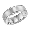 Diana 14K White Gold Comfort Fit Brush LD W/RD STP Edge Wedding Band