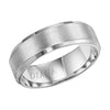 Diana 14K White Gold Comfort Fit Brush Beveled Edge Wedding Band