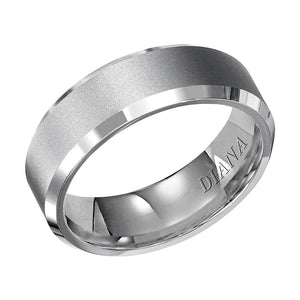 Diana 14K White Gold Comfort Fit Lustre Beveled Edge Wedding Band