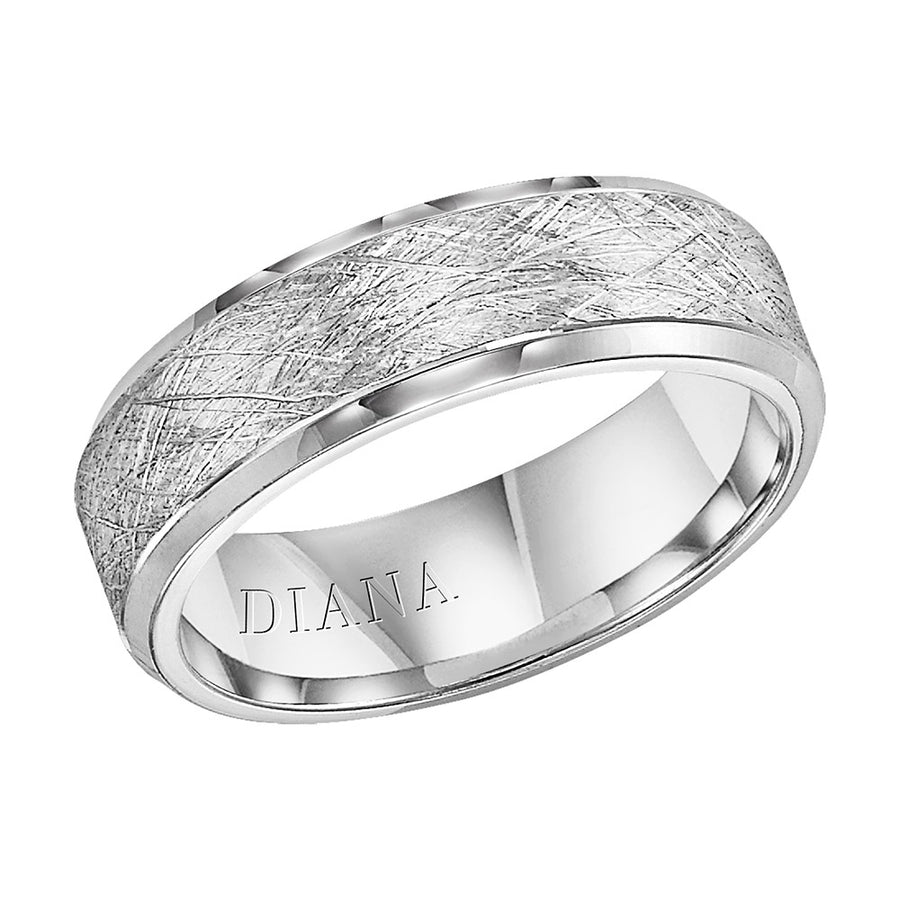 Diana 14K White Gold Comfort Fit Wire Beveled Edge Wedding Band
