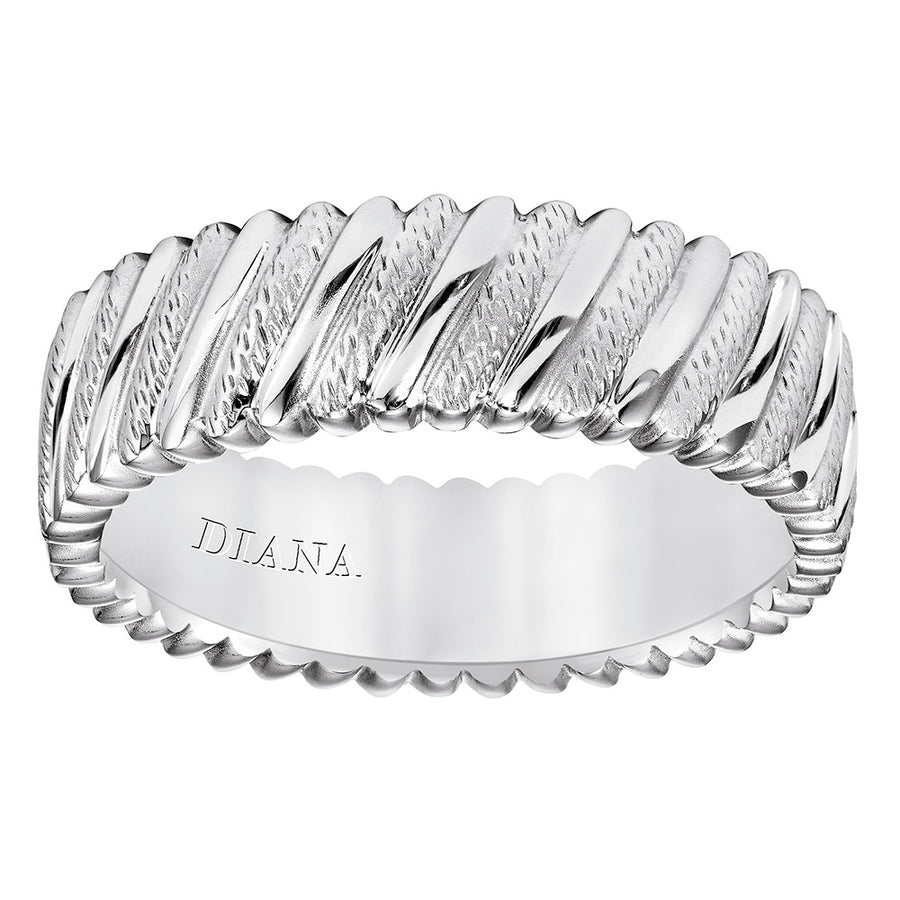 Diana 14K 7mm White Gold Soft Sand Band Wedding Band