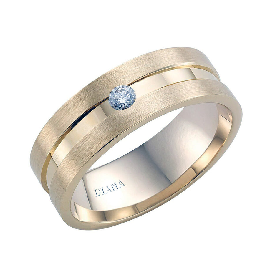 Diana 14K Yellow Gold Satin Finish and Diamond Detail Engraved Comfort Fit Wedding Band