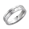 Diana 14K White Gold Satin Finish and Diamond Detail Engraved Comfort Fit Wedding Band