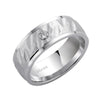 Diana 14K White Gold Textured Finish and Diamond Detail Engraved Comfort Fit Wedding Band