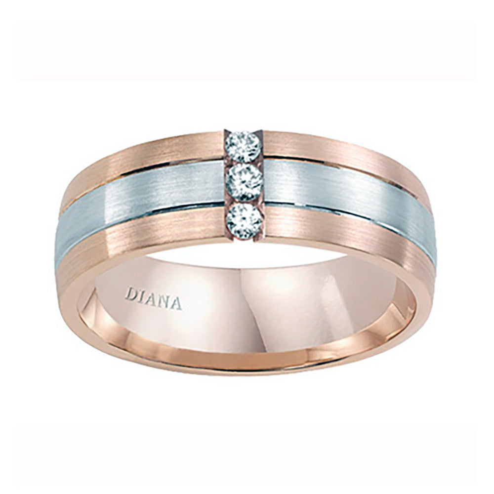 Diana 14K Rose & White Gold Satin Finish and Diamond Detail Two-toned Comfort Fit Wedding Band