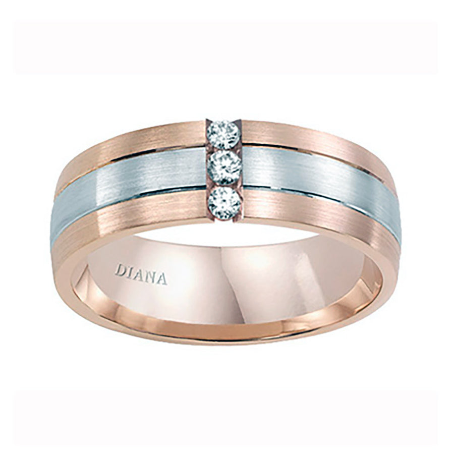 Diana 14K Rose & White Gold Satin Finish and Diamond Detail Two-toned Comfort Fit Wedding Band