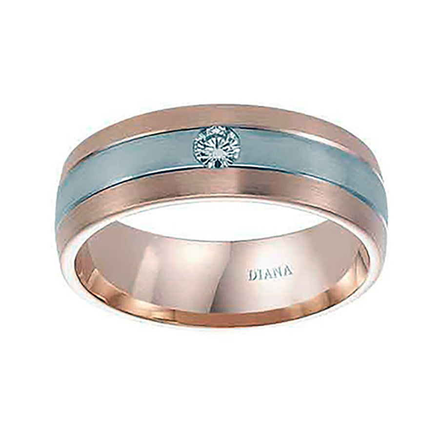 Diana 14K Rose & White Gold Satin Finish and Diamond Detail Two-toned Comfort Fit Wedding Band