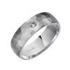 Diana 14K White Gold Hammered Finish and Diamond Detail Comfort Fit Wedding Band