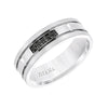 Diana 14K White Gold Satin Finish and Low Dome with Flat Edges Men's Diamond Wedding Band