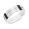 Diana 14K White Gold Satin Finish and Low Dome with Flat Edges Men's Diamond Wedding Band