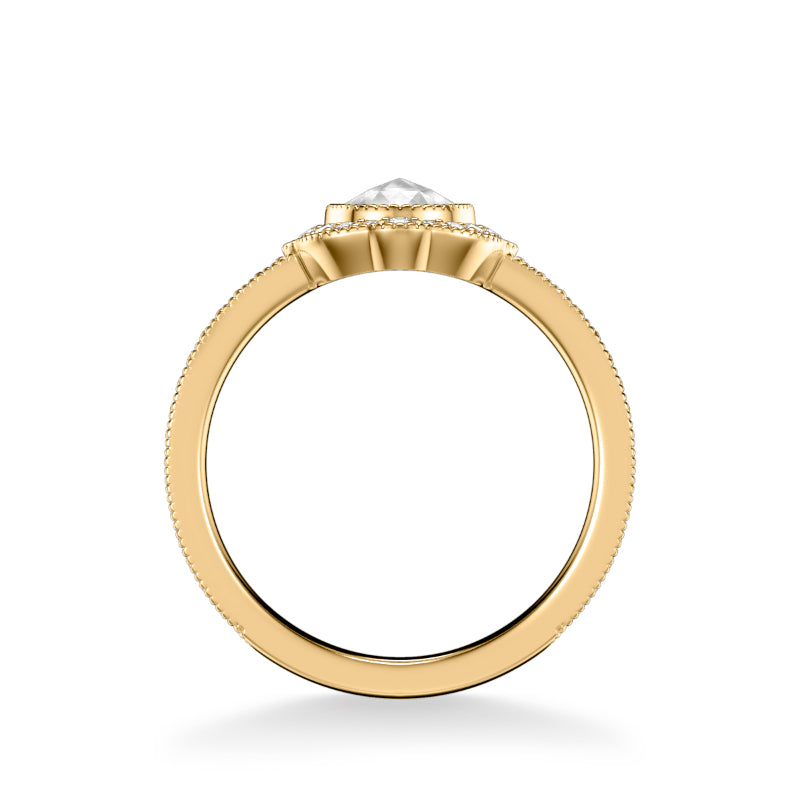 Artcarved Bridal Mounted Mined Live Center Vintage Halo Engagement Ring Sophia 14K Yellow Gold