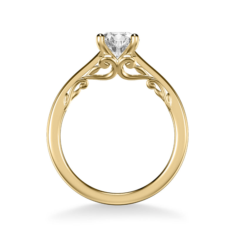 Artcarved Bridal Mounted with CZ Center Classic Lyric Engagement Ring Carly 14K Yellow Gold