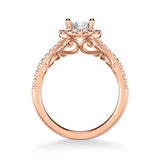 Artcarved Bridal Mounted with CZ Center Classic Lyric Halo Engagement Ring Augusta 18K Rose Gold