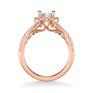 Artcarved Bridal Mounted with CZ Center Classic Lyric Halo Engagement Ring Augusta 18K Rose Gold