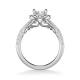 Artcarved Bridal Mounted with CZ Center Classic Lyric Halo Engagement Ring Augusta 14K White Gold