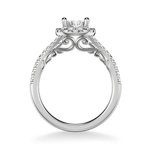 Artcarved Bridal Mounted with CZ Center Classic Lyric Halo Engagement Ring Augusta 14K White Gold