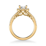 Artcarved Bridal Mounted with CZ Center Classic Lyric Halo Engagement Ring Augusta 14K Yellow Gold