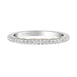Artcarved Bridal Mounted with Side Stones Classic Lyric Diamond Wedding Band Demi 18K White Gold Primary & 18K Yellow Gold