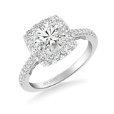 Artcarved Bridal Mounted with CZ Center Classic Lyric Diamond Engagement Ring Loni 14K White Gold