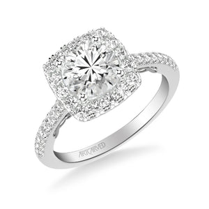 Artcarved Bridal Mounted with CZ Center Classic Lyric Diamond Engagement Ring Loni 14K White Gold