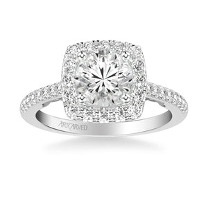 Artcarved Bridal Mounted with CZ Center Classic Lyric Diamond Engagement Ring Loni 18K White Gold