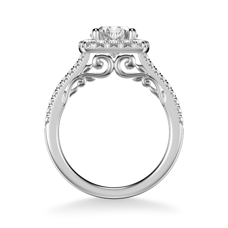 Artcarved Bridal Mounted with CZ Center Classic Lyric Diamond Engagement Ring Loni 18K White Gold