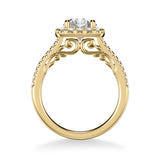 Artcarved Bridal Semi-Mounted with Side Stones Classic Lyric Halo Engagement Ring Loni 18K Yellow Gold