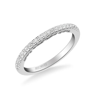 Artcarved Bridal Mounted with Side Stones Classic Lyric Diamond Wedding Band Loni 18K White Gold