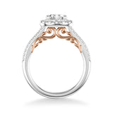 Artcarved Bridal Mounted with CZ Center Classic Lyric Halo Engagement Ring Hazel 14K White Gold Primary & 14K Rose Gold