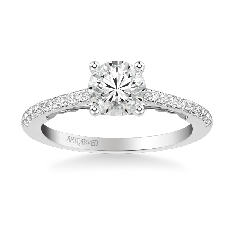 Artcarved Bridal Mounted with CZ Center Classic Lyric Engagement Ring Tracy 14K White Gold