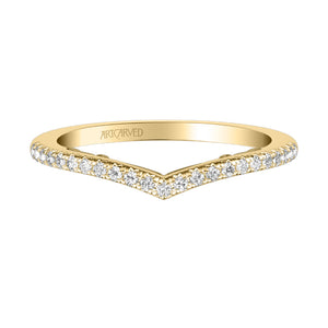 Artcarved Bridal Mounted with Side Stones Classic Lyric Diamond Wedding Band Tracy 18K Yellow Gold