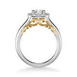 Artcarved Bridal Mounted with CZ Center Classic Lyric Halo Engagement Ring Cleo 14K White Gold Primary & 14K Yellow Gold