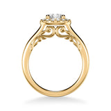 Artcarved Bridal Semi-Mounted with Side Stones Classic Lyric Halo Engagement Ring Cleo 18K Yellow Gold