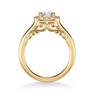 Artcarved Bridal Semi-Mounted with Side Stones Classic Lyric Halo Engagement Ring Cleo 18K Yellow Gold
