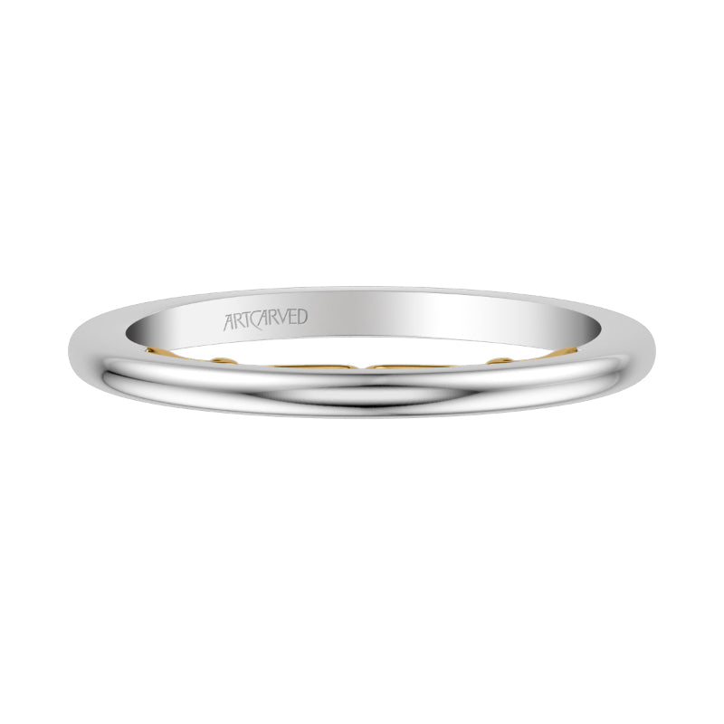 Artcarved Bridal Band No Stones Classic Lyric Diamond Wedding Band Cleo 14K White Gold Primary & 14K Yellow Gold