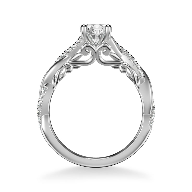 Artcarved Bridal Mounted with CZ Center Contemporary Lyric Engagement Ring Tilda 18K White Gold