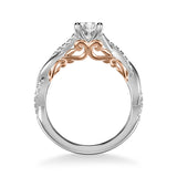 Artcarved Bridal Mounted with CZ Center Contemporary Lyric Engagement Ring Tilda 18K White Gold Primary & Rose Gold