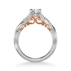 Artcarved Bridal Mounted with CZ Center Contemporary Lyric Engagement Ring Tilda 18K White Gold Primary & Rose Gold