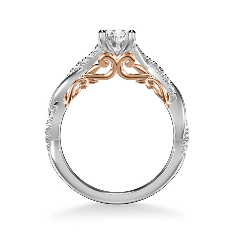 Artcarved Bridal Mounted with CZ Center Contemporary Lyric Engagement Ring Tilda 14K White Gold Primary & 14K Rose Gold