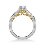 Artcarved Bridal Mounted with CZ Center Contemporary Lyric Engagement Ring Tilda 14K White Gold Primary & 14K Yellow Gold