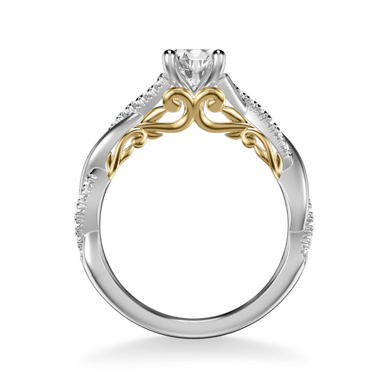 Artcarved Bridal Mounted with CZ Center Contemporary Lyric Engagement Ring Tilda 14K White Gold Primary & 14K Yellow Gold