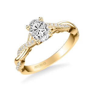 Artcarved Bridal Mounted with CZ Center Contemporary Lyric Engagement Ring Tilda 18K Yellow Gold